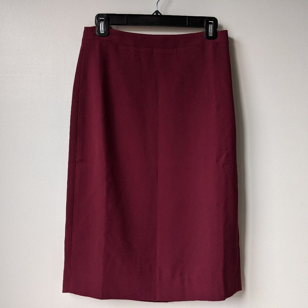 J. Crew Burgundy Pencil Skirt in 365 Crepe